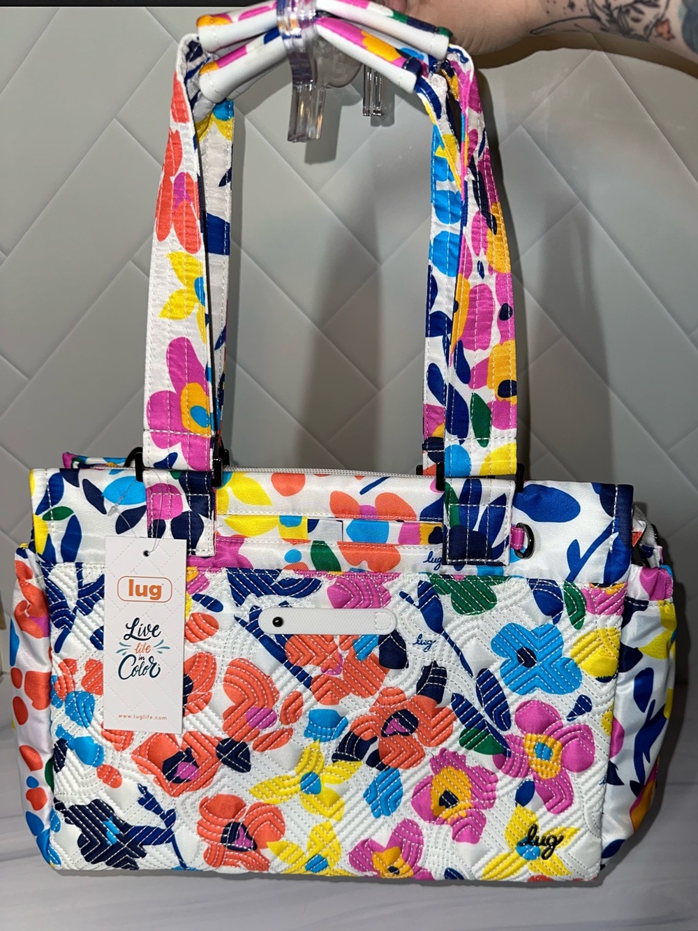 Lug Dilly Dally Convertible Tote Bag Wildflower Brights NEW